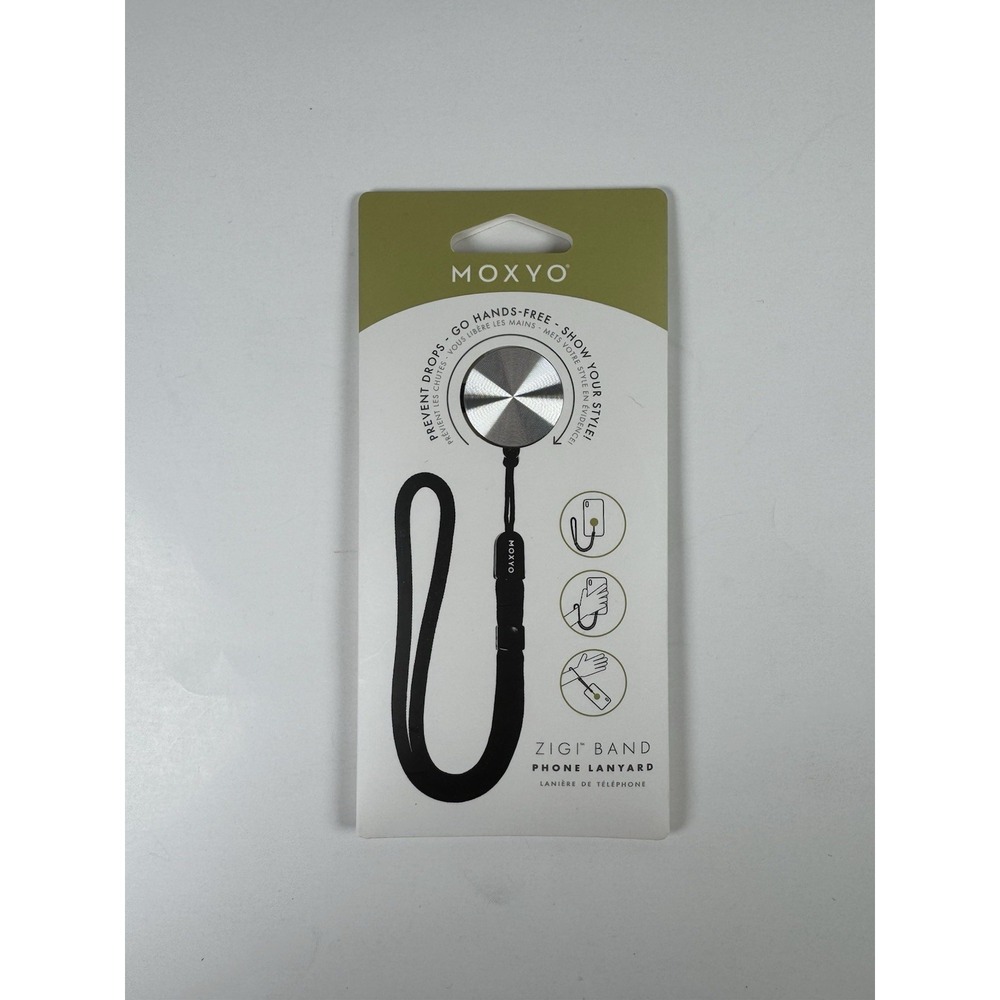 MOXYO - Zigi Band - Universal‎ Cell Phone Lanyard and Wrist Strap, Silver-Black
